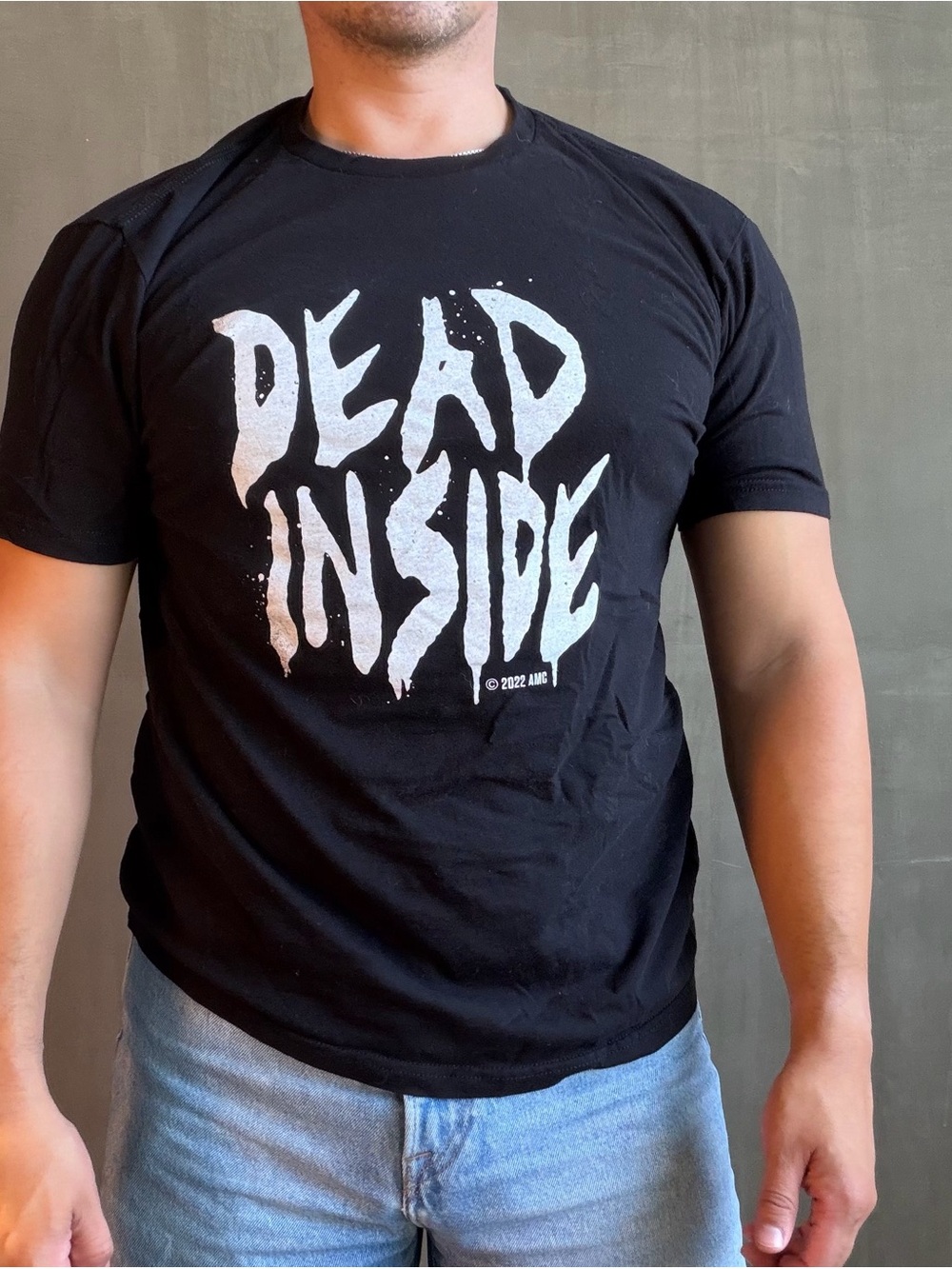 The Walking Dead Dead Inside Graphic T-Shirt AMC Horror Zombie Black - large